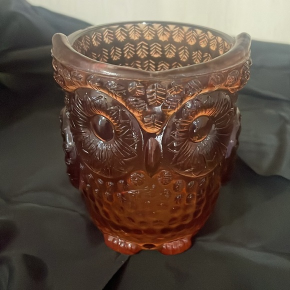 Vintage Amber Glass Owl Candle Holders - Picture 4 of 4